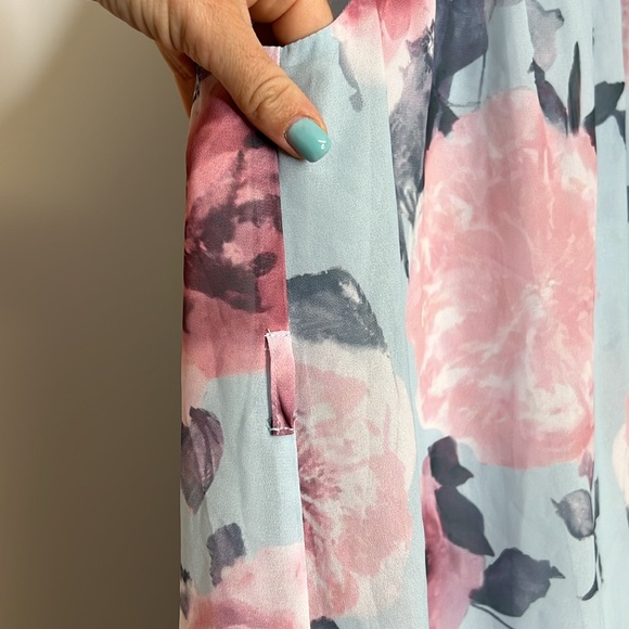 Amazon Kojooin Blue & Pink Floral Sleeveless Dress- S - Picture 3 of 6